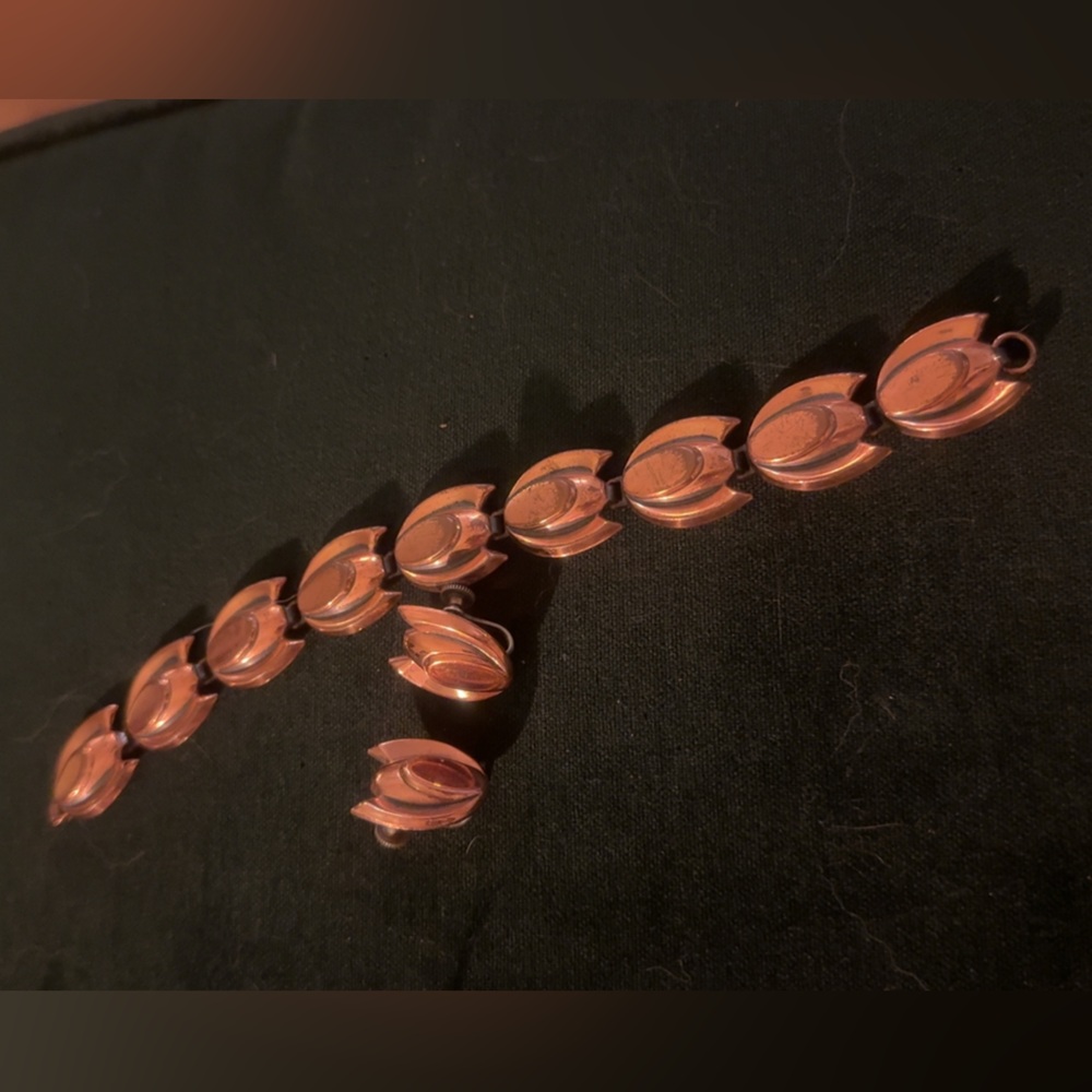 Vintage Renoir Tulip Leaf bracelet/earrings